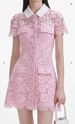 Women's Clothing Color Lapel Lace Hollow Single Breasted Short Dress Spring And Summer New_ecoleips.com