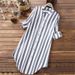 Women's Clothing Women's Fashion Striped Long Sleeved Shirt Casual Plus Size Cotton And Linen Blend For Formal & Casual_ecoleips.com