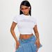 European And American Sexy Cropped Short-sleeve T-shirt With Letter Rhinestones_ecoleips.com