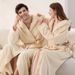 Aria Basics European American Style -style Extra-long Bathrobe, Ankle-length, Hooded, Thickened, Couple's Flannel Bathrobe For_ecoleips.com