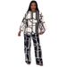 Women's Clothing Printed Round Neck Long Sleeve Straight Pants Loose Two Piece Suit_ecoleips.com