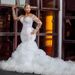 Newest African Bride Wedding Dress Deep V Rhinestone Lace Long Sleeved Women's Wedding Party Wear_ecoleips.com