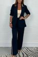 Women's Clothing Fashion Loose Lapel Striped Suit Two piece _ecoleips.com