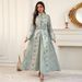 Elegant Muslim Abaya Dress Set With Embroidery & Waist Belt - Modest Long Sleeve Maxi Dress For Women - Occasion Wear For Banquet, Daily & Gathering_ecoleips.com