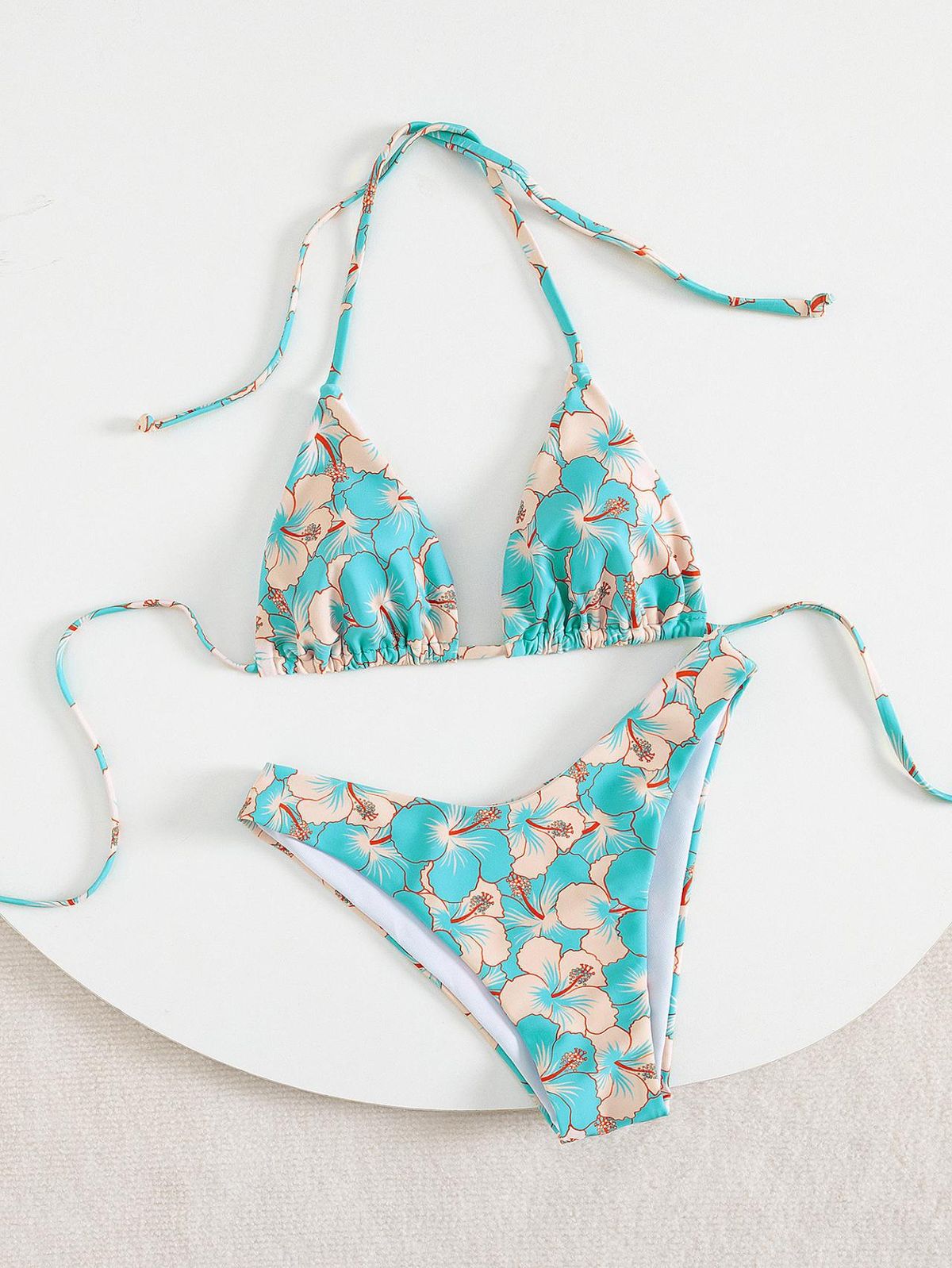 New 2026 Women's Sexy Two Piece Swimsuit European American Style Fashionable Tropical Leaf Print_ecoleips.com