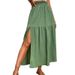 High Slit Ruffled Waist Midi Skirt For Women Long Skirt For Spring And Summer High End Fashion_ecoleips.com