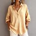 Women's Clothing Women's Fall Long Sleeve Shirt Collared Casual Loose Fit Solid Color Top Blouse_ecoleips.com