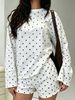 Women’s Polka Dot 2 Piece Set Long Sleeve Top Elastic Waist Shorts Matching Outfit Casual Lounge Wear Summer Homewear Set_ecoleips.com