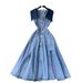 Women's Clothing Design Sense Large Lapel Sleeveless Vest Dress For Women, Hollow Waist Exposed Slim Long Retro Denim Dress For Women_ecoleips.com