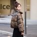 Fashion Leopard Print Short Jacket For Women Winter New Stand Collar Rhinestone Shiny White Duck Down European Version_ecoleips.com