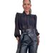 Women's Clothing mature style pure color perspective sexy mesh versatile shirt suit_ecoleips.com