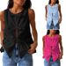 Women's Clothing Spring And Summer Women's Sleeveless Cardigan Solid Color Cotton Strap Top Vest Women's Clothing_ecoleips.com