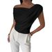 2025 European And American Solid Color Sleeveless T Shirt Women's Simple Style Oblique Shoulder Slimming Sleeveless Short Top_ecoleips.com
