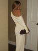 Mozision One Shoulder Backless Sexy Maxi Dress Women Autumn Fashion Long Sleeve Ruched Bodycon Club Long Dresses Elegant Dress_ecoleips.com