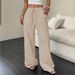 Women's Textured Straight Leg Pants – Elastic Waist Comfort (S-XXL, Apricot/Light Blue/Navy/Black)_ecoleips.com