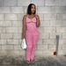 Women's European American Style Lace-Up Cropped Top Slim Fit Pencil Pants Two-Piece Set Jacquard Stripe Pattern_ecoleips.com