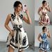 Women's Clothing New Style Tie Waist Printed Sleeveless Dress_ecoleips.com