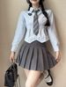 Women's Slimming Pleated Skirt And Long Sleeved Fitted Shirt Set JK Style Japanese Schoolgirl a Versatile Wholesale Clothing_ecoleips.com