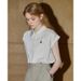 Women's Sleeveless Polo Shirt, Casual Embroidery Blouse, Lightweight Striped Top For Office & Daily Wear, White_ecoleips.com