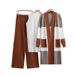 Women's 3-Piece Set Knitted Mid-Length Cardigan Vest And Wide Leg Pants Autumn Clothing European And American Style_ecoleips.com