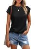 K Women's Vest Round Neck Short Sleeved T-shirt Solid Color Round Neck Top Sleeve_ecoleips.com