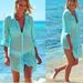 2021 European And American New Style Crinkled Fabric Two-Pocket Concealed Button Beach Cover-Up Bikini Jacket Shirt_ecoleips.com