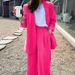 Women's Wide Leg Pants Suit Set Korean Style Fashionable Elegant Casual Stylish Professional Blazer Spring Autumn 2026_ecoleips.com