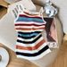 Women's Slim Fit Rainbow Stripe Sleeveless Top, Lightweight Ice Silk Knit Camisole For Summer Layering_ecoleips.com