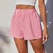 Retro Print Dopamine Color Casual Shorts for Women Plaid Stripes Versatile Loose Fashion Pants 2025 Cross Border Style_ecoleips.com