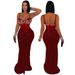 Verve CY 901592 Velvet Sequin Party With Rhinestones Strap Bodycon Long Dress For Women_ecoleips.com