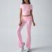 Women's Spring And Summer Casual Solid Color Slim-fit Short-sleeved Trousers Set_ecoleips.com