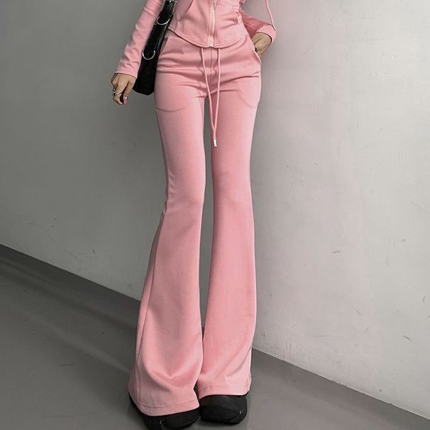 American-style Flared Yoga Pants For Women, Spring And Autumn High-waisted Casual Bootcut Pants, Gray Petite Sports_ecoleips.com