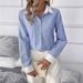 Women's Clothing New Niche Tops Long Sleeves Loose Type Fashionable High End Shirt Blue Striped Shirt Women_ecoleips.com