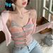 Plus-size Women's Clothing, Sexy Mature Style, Striped Patchwork Knitted Tank Top, Slimming And Flattering Camisole For_ecoleips.com