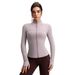 Women's Clothing Slim Fit Yoga Top Long Sleeve Stand Collar Finger Cots Sophisticated Feel Polyester Sports Sweatshirt_ecoleips.com