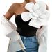 Aria Basics Aria Basics New European And American Style Women's Elegant Off-Shoulder Sleeveless 3D Floral Slim-Fit Tank Top_ecoleips.com