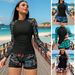 Women's Clothing Women's Long Sleeve Tankini Swimsuit Double Layered Printed Racing Diving Suit Style Bikini Set_ecoleips.com