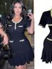 Chic Fashion Sexy Package Hips Knitted Mini Dress 2025 New Summer Women Elegant Black Ruffled Party Dress Streetwear 6U19_ecoleips.com