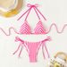 Women's Clothing New Towel Cloth Halter Neck Tie Bikini Swimsuit Summer Beach Vacation Women_ecoleips.com