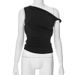 Y24tp145 Women's Summer New Solid Color Single Shoulder Slant Collar Fold Asymmetric Sexy Slimming Top For Women_ecoleips.com