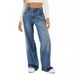 European and American foreign trade cat whiskers and maliu loose wide leg jeans for women_ecoleips.com