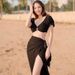 Goddess Style Conservative Long Dress Short Sleeved Swimsuit Slim Fitting Sexy Bikini Three Piece Set Women's Clothing Swimwear_ecoleips.com