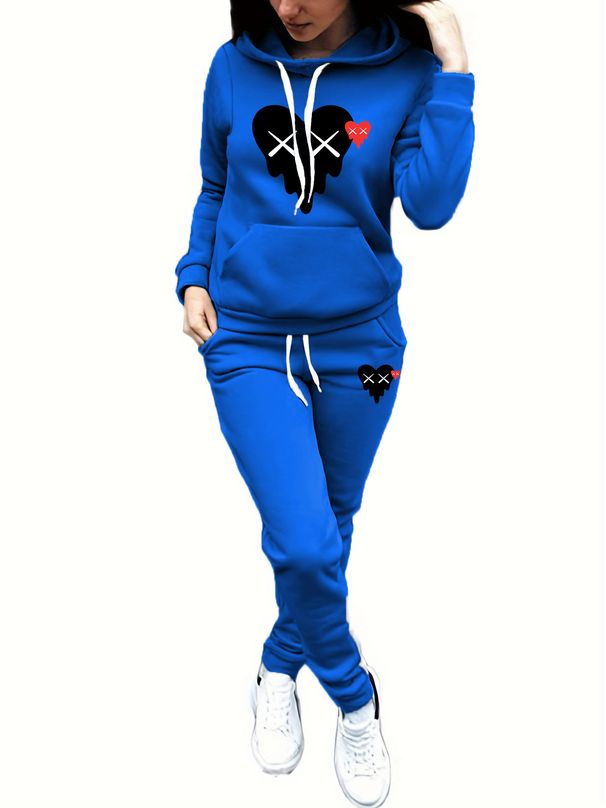 Women's Clothing 5766A6 women's clothing fashion print solid color suit leisure sports two pieces_ecoleips.com