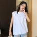 2024 Summer New Wide-Shoulder Women's Vest, Casual Loose-Fit Pure Cotton High-Elasticity Round-Neck Solid Color T-Shirt_ecoleips.com