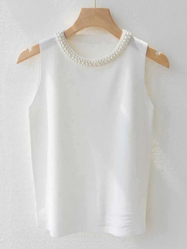 K Strap Vest, Women's Sleeveless Undershirt, Paired With A Suit Studded Knit Top_ecoleips.com