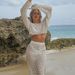 European And American Vacation Beach Loose Casual Vacation Sun Protection Hollowed Out Bikini Cover Up Dress Long Skirt Cover Up Set_ecoleips.com