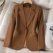 Khaki Autumn And Winter Suit Jackets, Women's Pluse-Sized Suits, Women's Casual Jackets, And Women's Professional Jacket_ecoleips.com