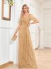 Women's Clothing Sexy Long Dress Short Sleeve V Neck Sequins Slim Fishtail Bridesmaid Banquet Evening Dress_ecoleips.com