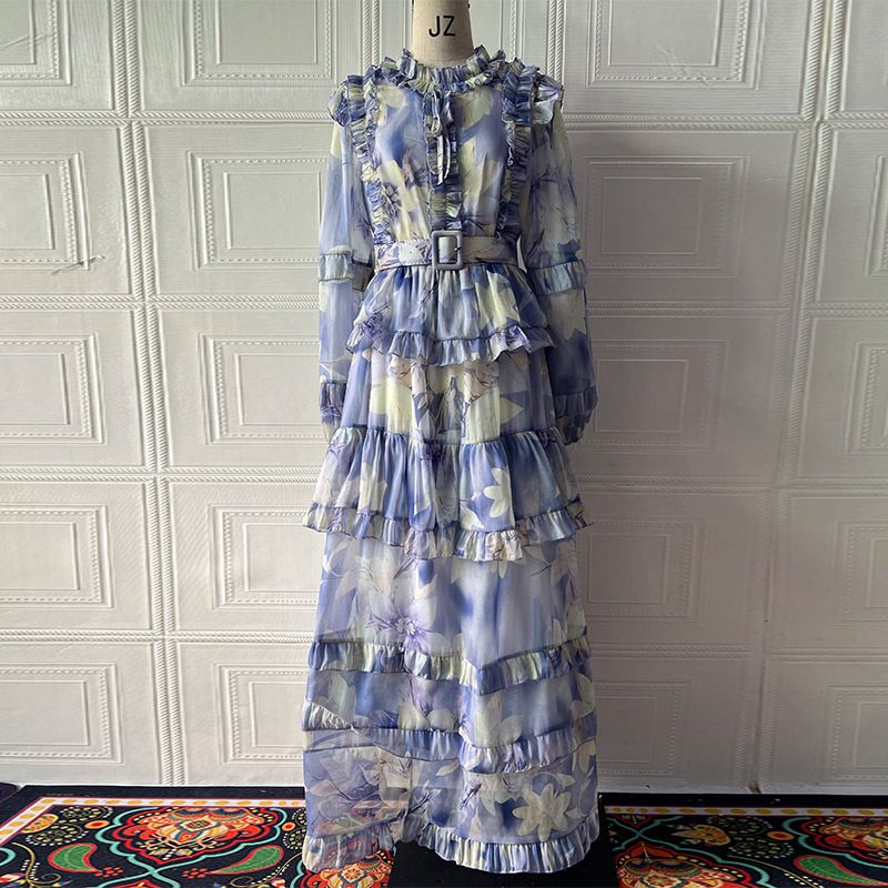 Women's Elegant Slim Fit Long Dress Autumn New Arrival Fashion Print Polyester_ecoleips.com