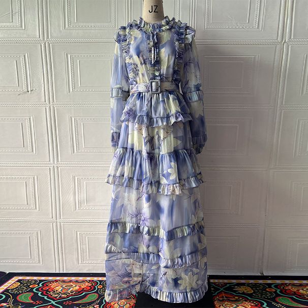 Women's Elegant Slim Fit Long Dress Autumn New Arrival Fashion Print Polyester_ecoleips.com